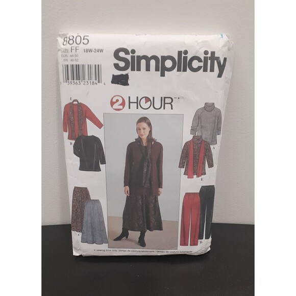 Simplicity Sewing Pattern #8805 Size FF 18W-24W Top Skirt Pants Scarf Un-cut - Picture 1 of 7
